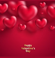 valentine day background with hearts on red vector image
