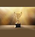 golden award cup on gold background with light vector image vector image