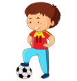 boy and soccer ball vector image