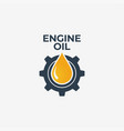 engine oil logo gear with oil on white vector image