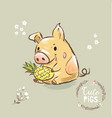 pig character holding pineapple 2019 symbol happy vector image vector image
