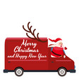 santa claus merry christmas drives a delivery van vector image