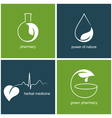 emblems for green pharmacy and herbal medicine vector image vector image