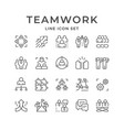 set line icons teamwork vector image