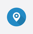 map pin flat blue simple icon with long shadow vector image