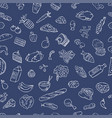 seamless background of various drawn foodstuff vector image vector image