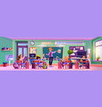 woman classroom teacher teaching children desks vector image