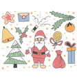 christmas doodle set with santa claus vector image vector image