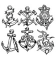 old vintage anchor ribbon hemp rope black vector image