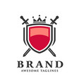 two crossed swordsshield with crown logo vector image vector image
