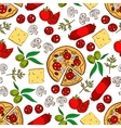 italian pizza with ingredients seamless pattern vector image