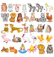 set cartoon animals with cow sheep goat lion vector image