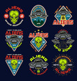 aliens and ufo set nine colored emblems vector image vector image