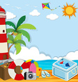 summer theme with objects on the beach vector image