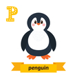 Penguin p letter cute children animal alphabet in Vector Image