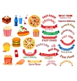 fast food cafe and pizzeria design elements vector image