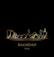 gold silhouette of baghdad on black background vector image