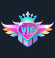 vip badge with wings and crown vector image vector image