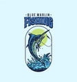 blue marlin fishing t shirt graphic design vector image vector image