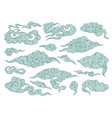 set of hand drawn clouds in oriental style vector image