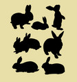 cute rabbits silhouette vector image vector image