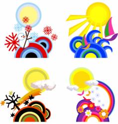 Emoji seasons icon set Royalty Free Vector Image