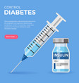 diabetic insulin vial syringe vector image vector image