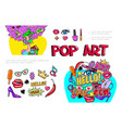 fashion girl stickers composition vector image