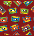 music cassette seamless pattern cartoon background vector image vector image