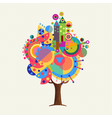 colorful tree concept with fun geometric shapes vector image