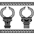 greek columns with wreaths stencil vector image