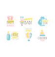 happy baby store logo design collection children vector image