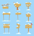 snow wooden signs winter wood signboard cartoon vector image