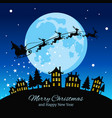 christmas greeting card with santa and deers vector image vector image