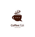 premium coffee bean talk logo brown cup vector image