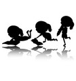 set of kids silhouette with reflex on white vector image vector image