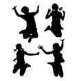 kids jumping silhouette 01 vector image