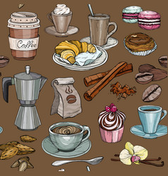 Seamless pattern with coffee party collection Vector Image