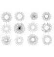 set vintage hand drawn sunbursts vector image