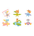 cute animals wearing aviator goggles flying vector image