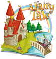 font design for word a fairy tale with big castle vector image
