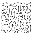 hand drawn set of arrow elements in doodle style vector image