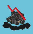 isometric oil barrels with falling graph vector image vector image