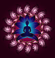 buddha silhouette in lotus position pink mandala vector image vector image