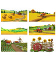 farm rural landscape set vector image