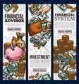 finance and investment business banner with money vector image vector image
