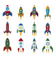 retro space rocket ship icon set in a flat vector image