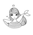 beautiful young girl with a whale vector image