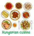 nutritious dishes of hungarian cuisine sketch icon vector image