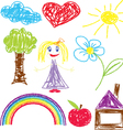 crayon pained girl icon vector image